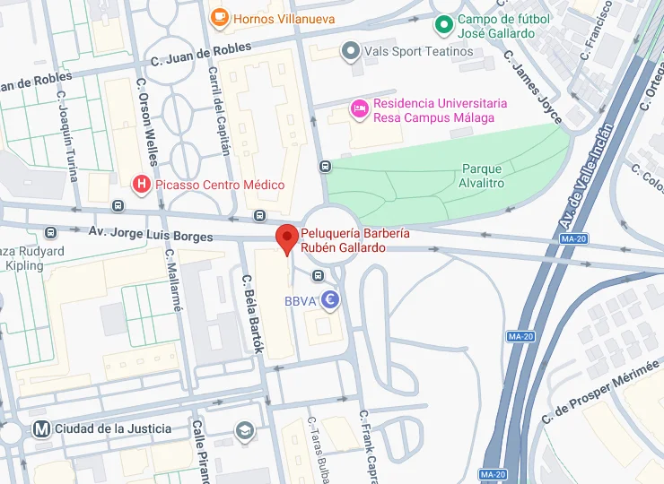 Mapa de ubicación de Peluquería Barbería Rubén Gallardo en Teatinos, Málaga
